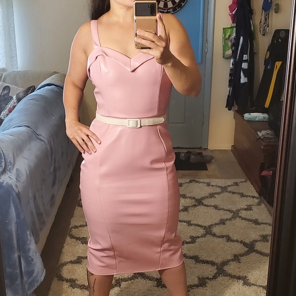 SOLD Deadly Dames XL Vegan Leather Dress Pinup - Picture 5 of 6